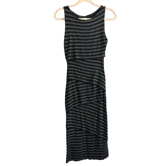 Bailey 44 ANTHROPOLOGIE Striped Tiered Column Bandage Dress Black Gray Sz Small - Picture 1 of 5